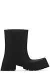 Balenciaga Trooper Square-toe Rubber Ankle Boots In Black