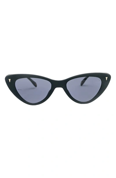 Mita Sustainable Eyewear 54mm Cat Eye Sunglasses In Matte Black/ Solid Smoke