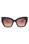 Mita Sustainable Eyewear 56mm Gradient Cat Eye Sunglasses In Matte Black/ Matte Blush