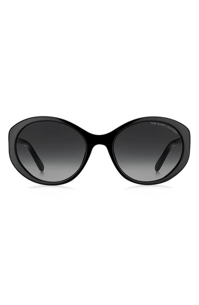 Marc Jacobs 56mm Gradient Round Sunglasses In Black / Grey Shaded