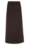 The Row Parma Stretch Virgin Wool Midi Skirt In Saddle Brown