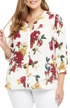 Nydj Semi-sheer Blouse In Rose Medley