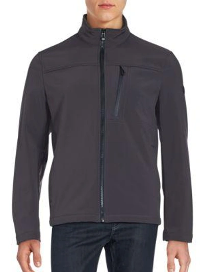 Calvin Klein Long Sleeve Zip-front Jacket In Pewter