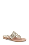 Jack Rogers Hamptons Metallic Leather Sandals In Platinum