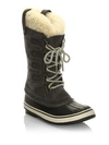 Sorel Joan Of Artic Suede And Shearling Winter Boots In Dark Grey