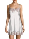 Josie Natori Lace-trim Silk Chemise In Dove Grey