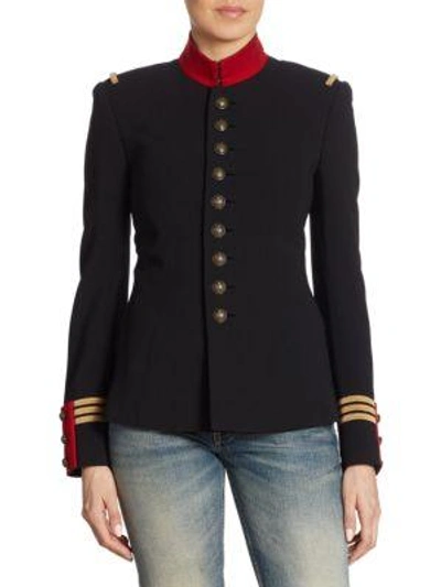 Polo Ralph Lauren Iconic Style The Officer's Double-faced Wool Jacket In Black