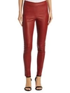 Theory Adbelle Leather Leggings In Tuscan Red