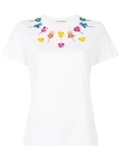Mary Katrantzou Iven Sequin Collar T-shirt In White