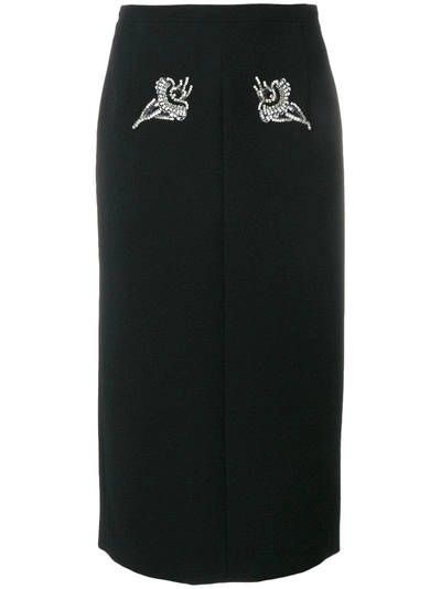 N°21 Crystal Embellished Skirt In Black