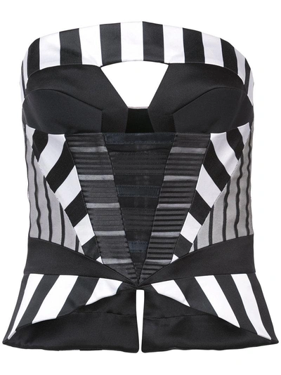 Rubin Singer Striped Cut-out Corset - White