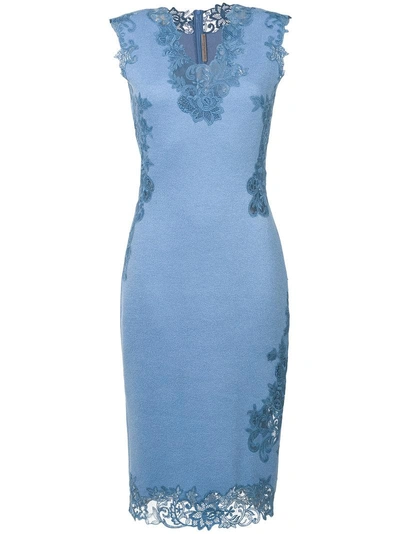 Ermanno Scervino Lace Detail Dress In Blue | ModeSens