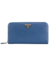 Prada Classic Zip-around Wallet - Blue