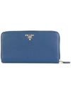 Prada Zip Around Wallet In Bluette