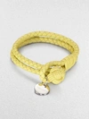 Bottega Veneta Intrecciato Leather Double-row Wrap Bracelet In Yellow