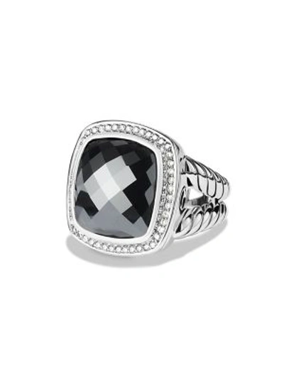 David Yurman Albion Ring With Hematine And Diamonds In Silver/black