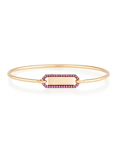 Jemma Wynne Personalized Prive Rectangle Bangle With Rubies In 18k Rose Gold