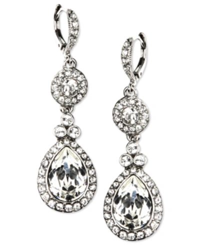 Givenchy Silver-tone Crystal Element Double Drop Earrings