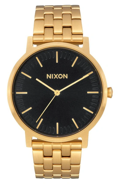 Nixon Men's Porter Stainless Steel Bracelet Watch 40mm A1057 In Gold/black