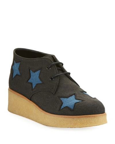 Stella Mccartney Kids' Wendy Star-patched Denim Platform Sneakers, Toddler/youth Sizes 10t-5y