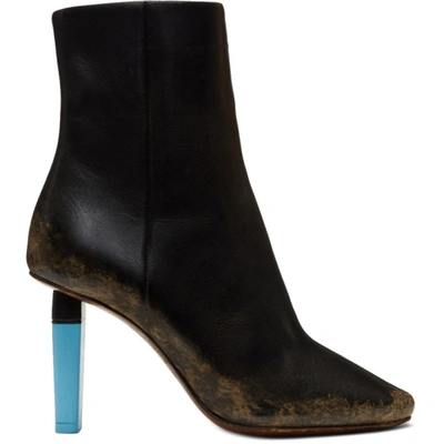 Vetements Gypsy Ankle Boot With Blue Highlighter Heel In Black