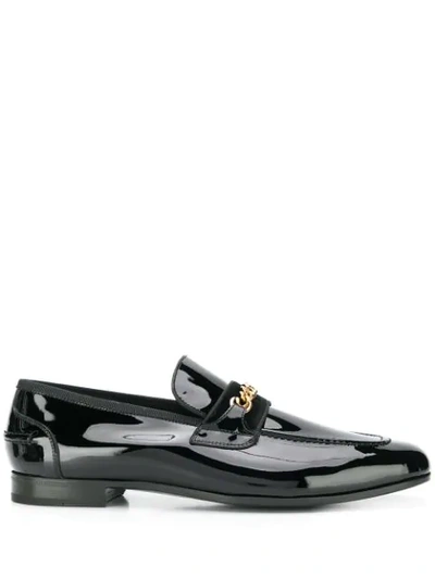 Tom Ford Patent Leather Chain-link Loafer, Black