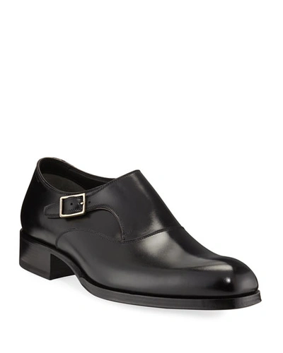 Tom Ford Edgar Calf Leather Monk Shoe In Black