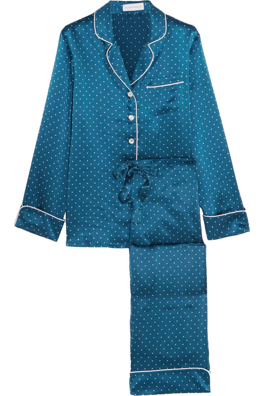 Olivia Von Halle Lila Polka-dot Silk-satin Pajama Set | ModeSens