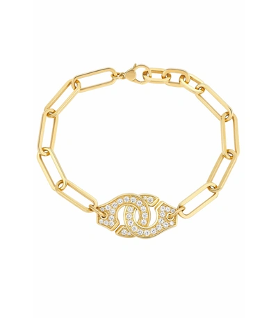 Dinh Van Yellow Gold Menottes R15 Extra-large Bracelet With Full Diamonds In Ylwgold