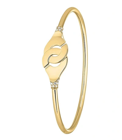 Dinh Van Yellow Gold Menottes R12 Flex Bracelet With Diamond Shoulders