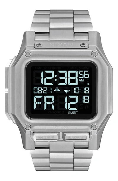 Nixon Regulus Digital Bracelet Watch, 46mm In Silver/ Black/ Silver