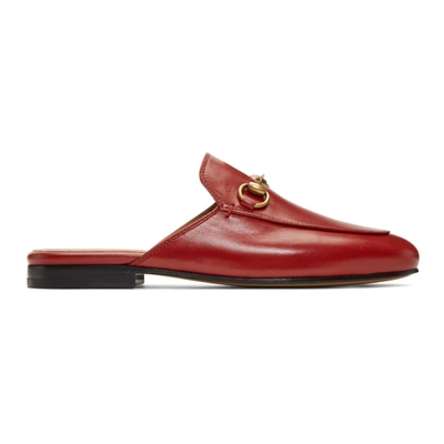 Gucci Red Princetown Leather Mules