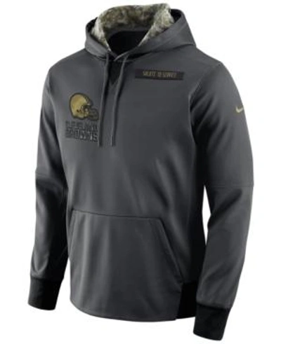 Nike Men's Cleveland Browns Salute To Service Hoodie In Anthracite