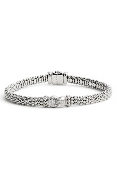 Lagos Diamond & Caviar Rope Bracelet In Silver