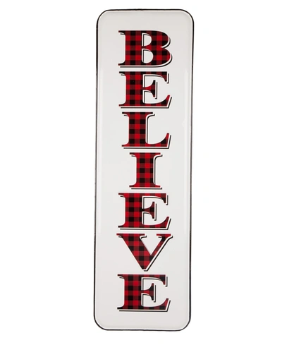 Glitzhome Enameled Metal "believe" Wall Sign In White
