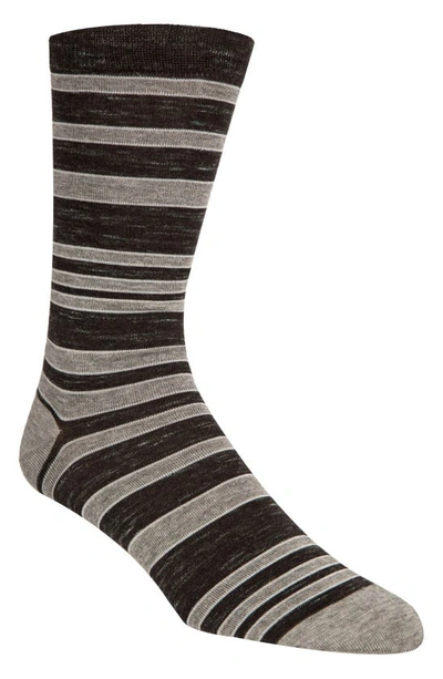 Cole Haan Stripe Socks In Black Rain Heather