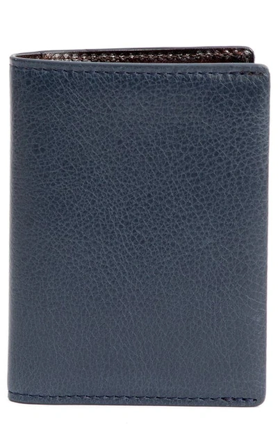 Pinoporte Nino Leather Folding Card Case In Midnight Blue