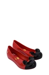 Mini Melissa Kids' X Disney Minnie Mouse Ultragirl Ballet Flat In Red/ Black
