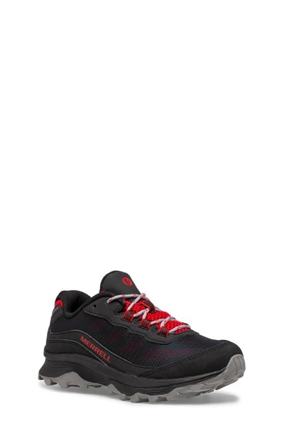 Merrell Kids' Moab Speed Waterproof Hiking Boot In Grey/ Black/ Red