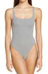 Skims Fits Everybody Square Neck Sleeveless Bodysuit In Gray