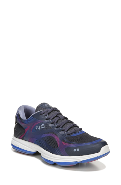 Ryka Women's Devotion Plus 2 Walking Shoes Women's Shoes In Black/ Blue Fabric/faux Leather