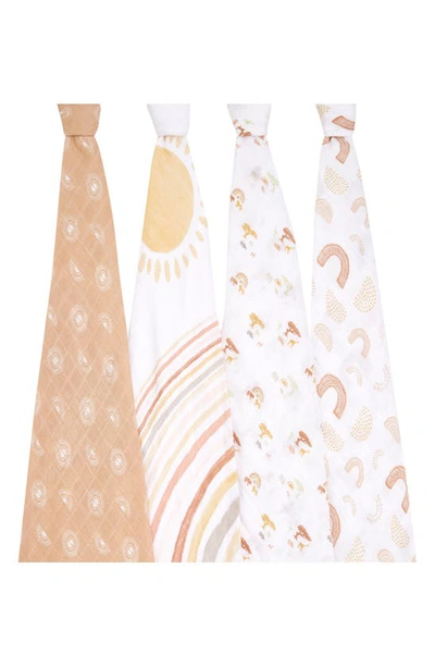 Aden + Anais Set Of 4 Classic Swaddling Cloths In Keep Rising