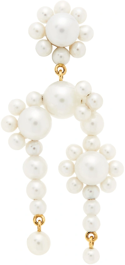 Sophie Bille Brahe Fontaine Marguerite 14k Yellow Gold And Pearl Single Earring In White