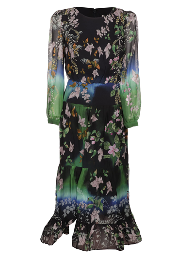 Saloni Isabel Fil Coupé Silk Blend Midi Dress In Blue | ModeSens
