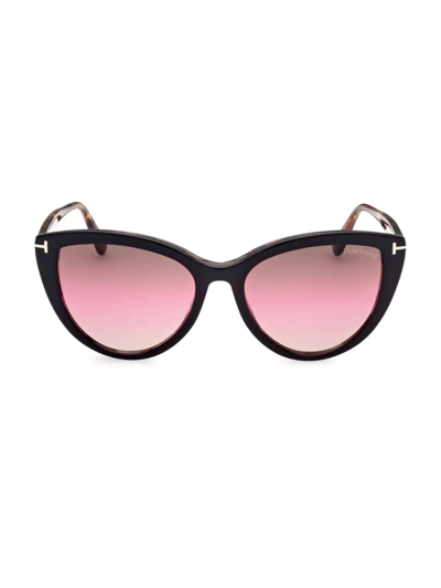 Tom Ford Isabella 56mm Cat Eye Sunglasses In Sblk/ Brng