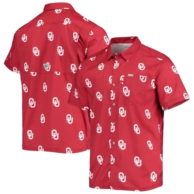 Columbia Men's  Crimson Oklahoma Sooners Super Slack Tide Omni-shade Button-up Shirt