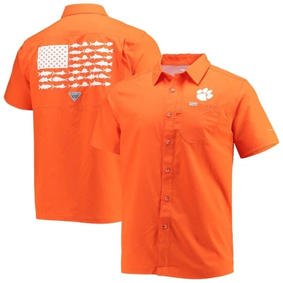Columbia Men's Orange Clemson Tigers Slack Tide Camp Button-up Shirt