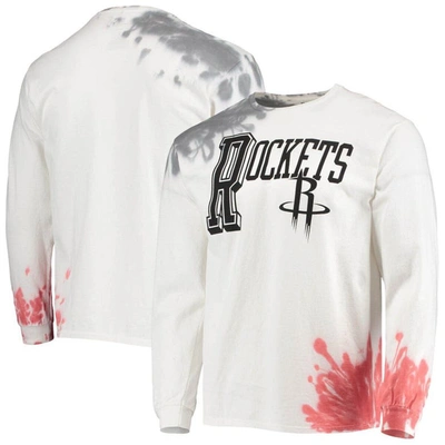 Junk Food Men's White Houston Rockets Tie-dye Long Sleeve T-shirt