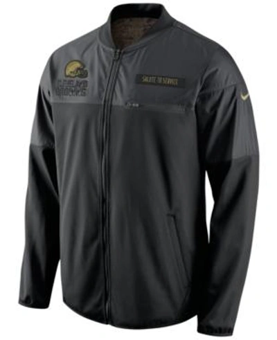 Nike Men's Cleveland Browns Salute To Service Hybrid Jacket In Black/anthracite