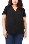 Vince Camuto Flutter Sleeve Blouse In Rich Black